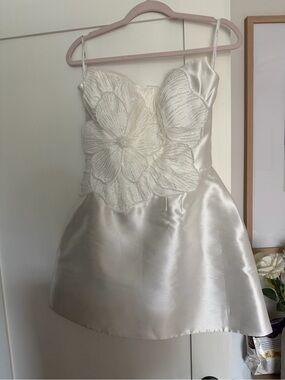 watters sparkler puff sleeve scoop neck sequin embroidered mini dress Dazzling Mini Wedding Dress